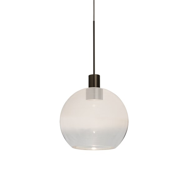 Besa Lighting Newton 6 Cord Pendant, Milky White/Clear, Bronze Finish, 1x3W LED 1XT-NEWTON6WC-LED-BR - main
